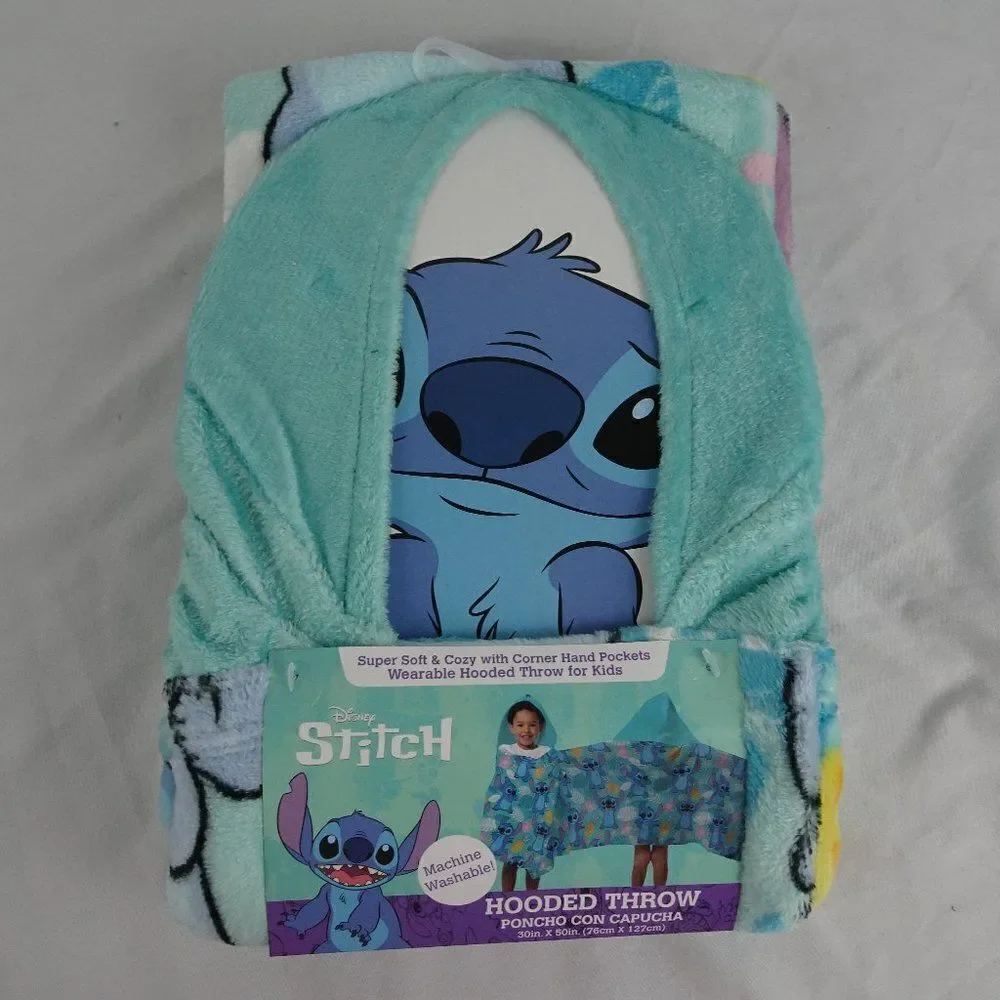 Disney Stitch Kids Hooded Throw 30inX50in